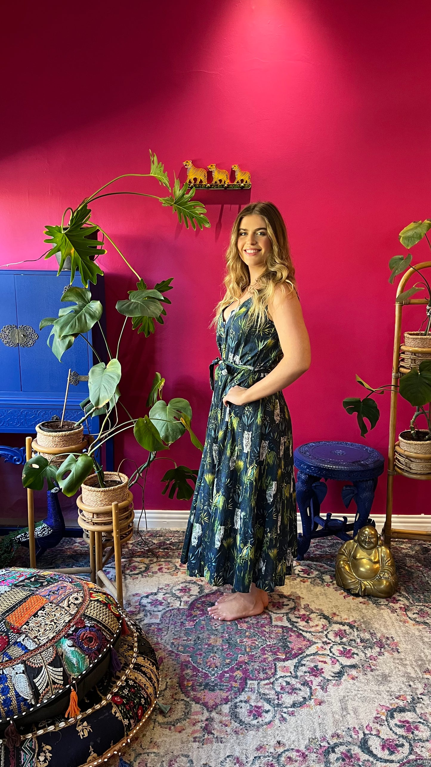 Avatar Dress - Navy Tiger Palm