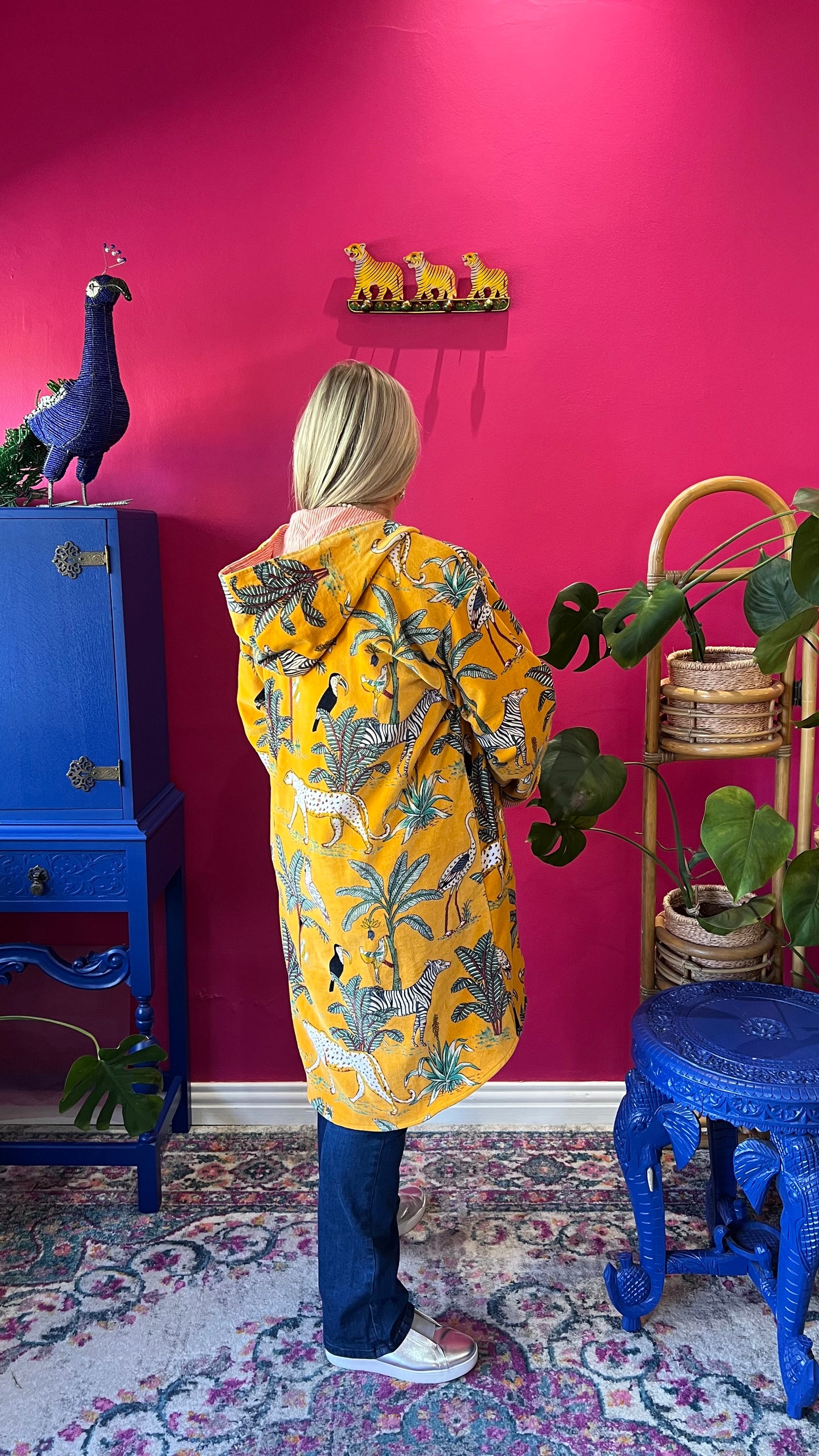 Velvet Paddington Jacket - Yellow Zebra