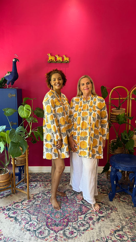 Gypsey Blouse - Yellow Marigold on White