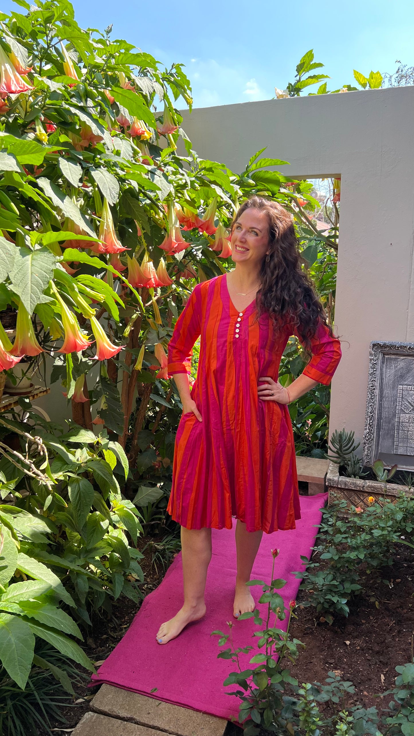 Angel dress - Hot Pink and Orange Stripe