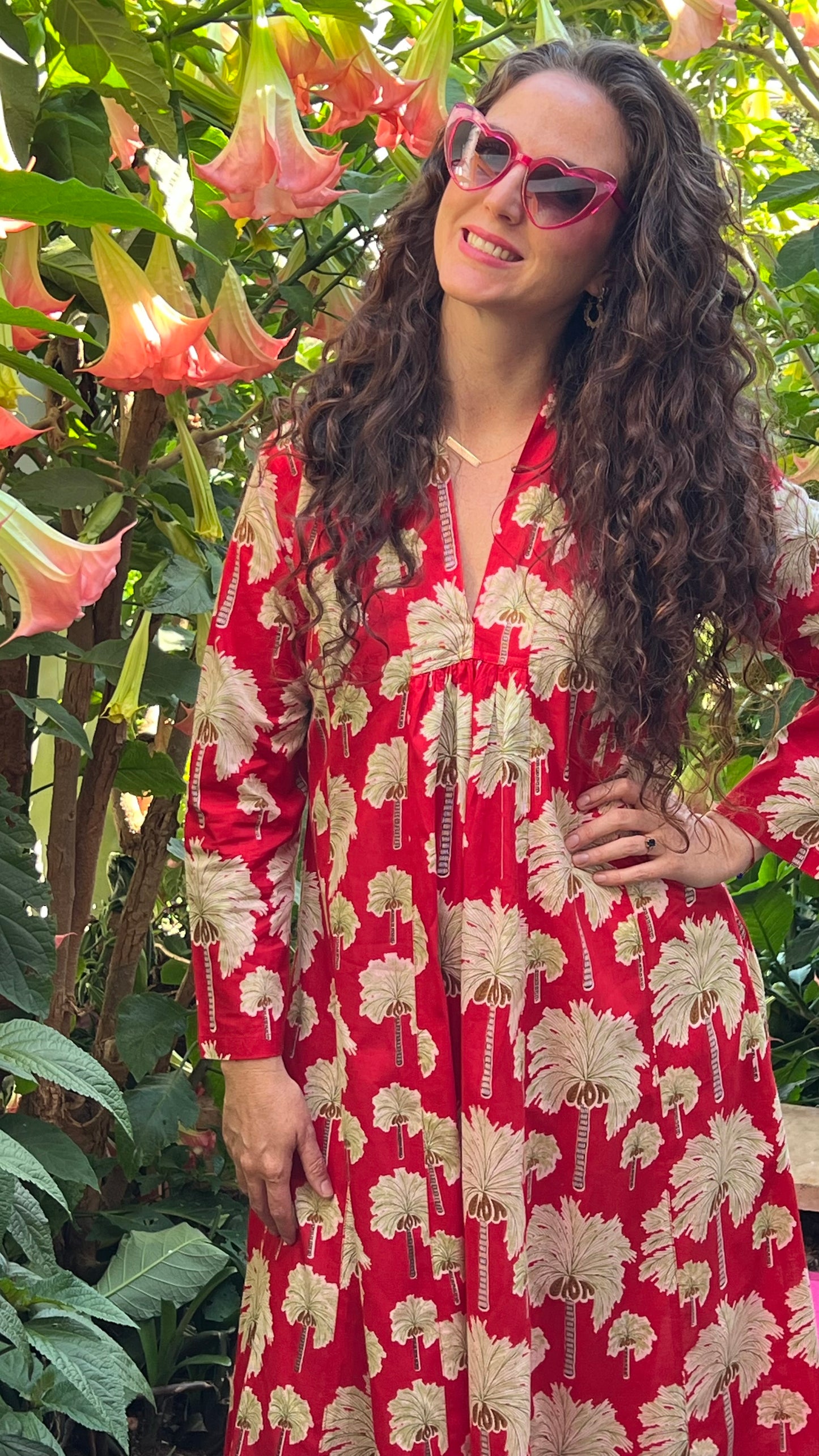 Rori Rose Dress - Red Palm