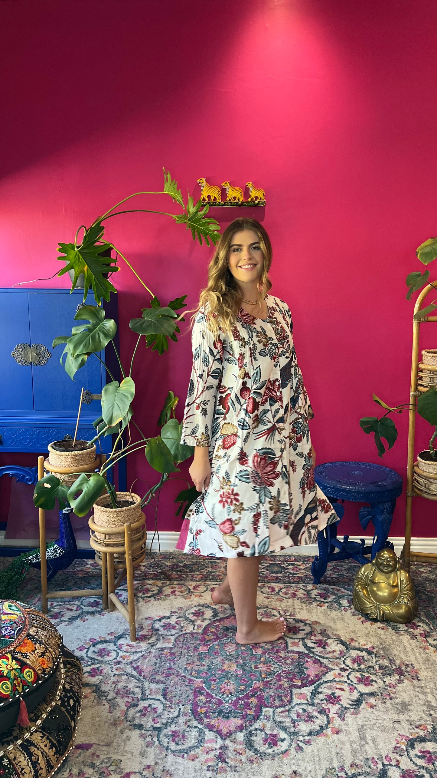 Gypsey Dress - White Pomegranate Peacock