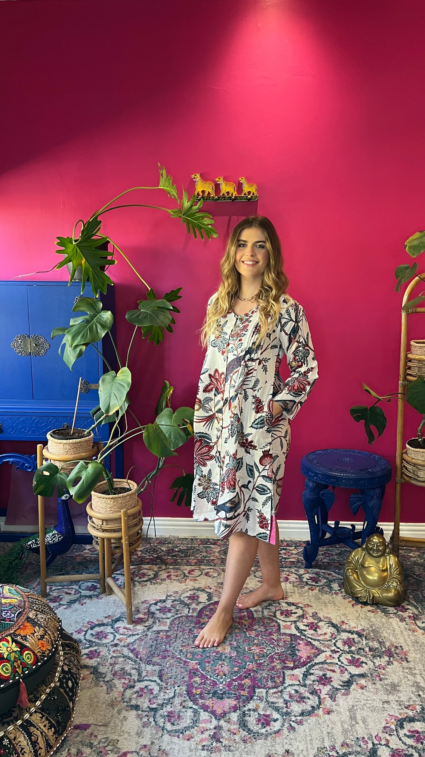 Gypsey Dress - White Pomegranate Peacock