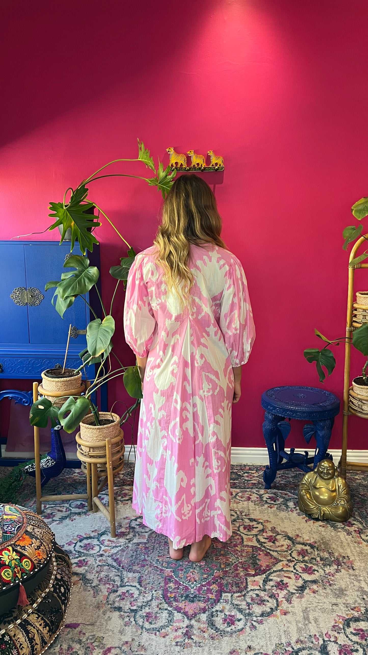 Nicolett Dress - Soft Pink and White Bold Floral