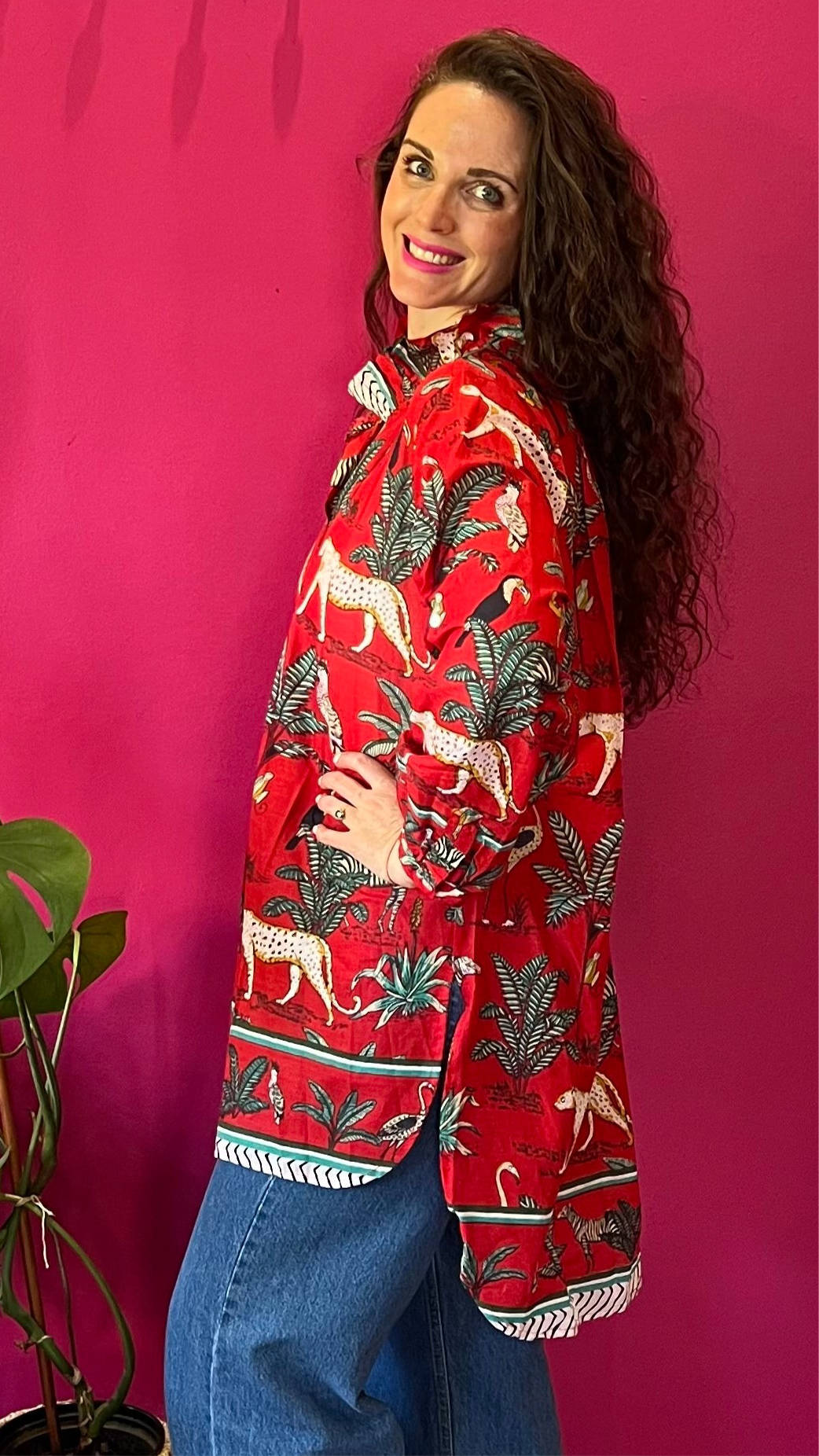Frilly Sarong Blouse - Red Zebra