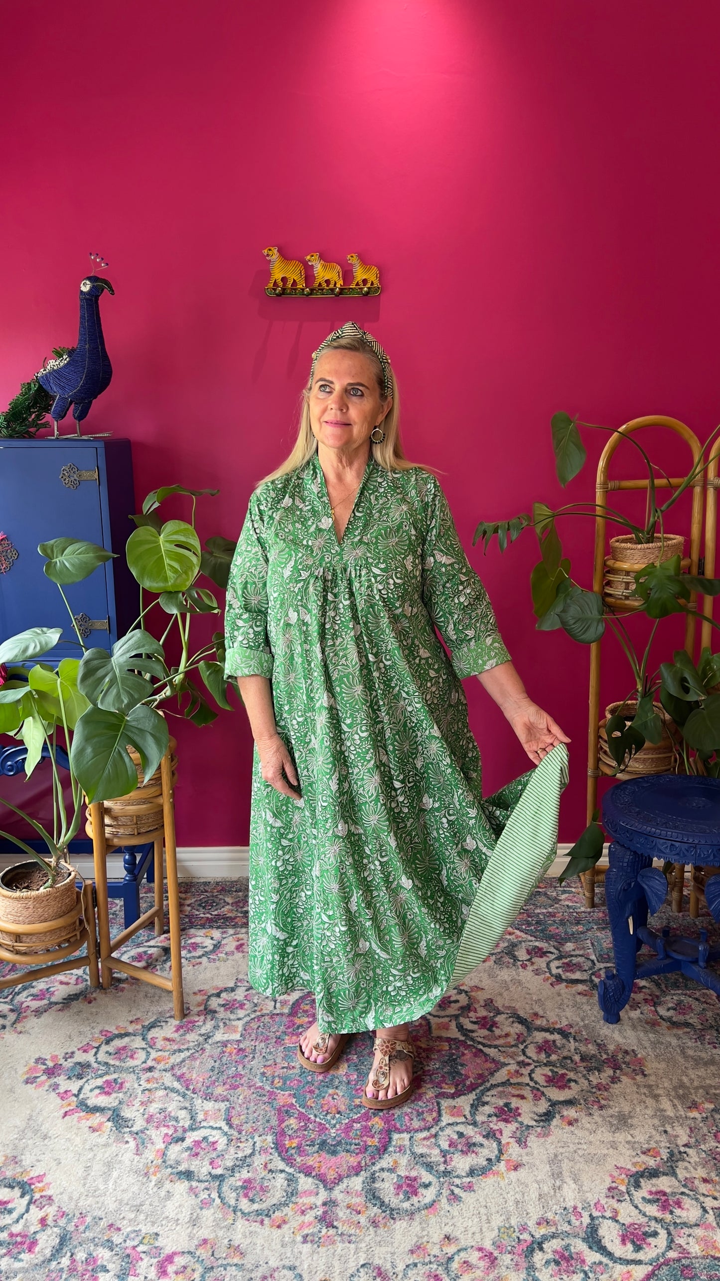 Rori Rose Dress - Green Butterfly Print