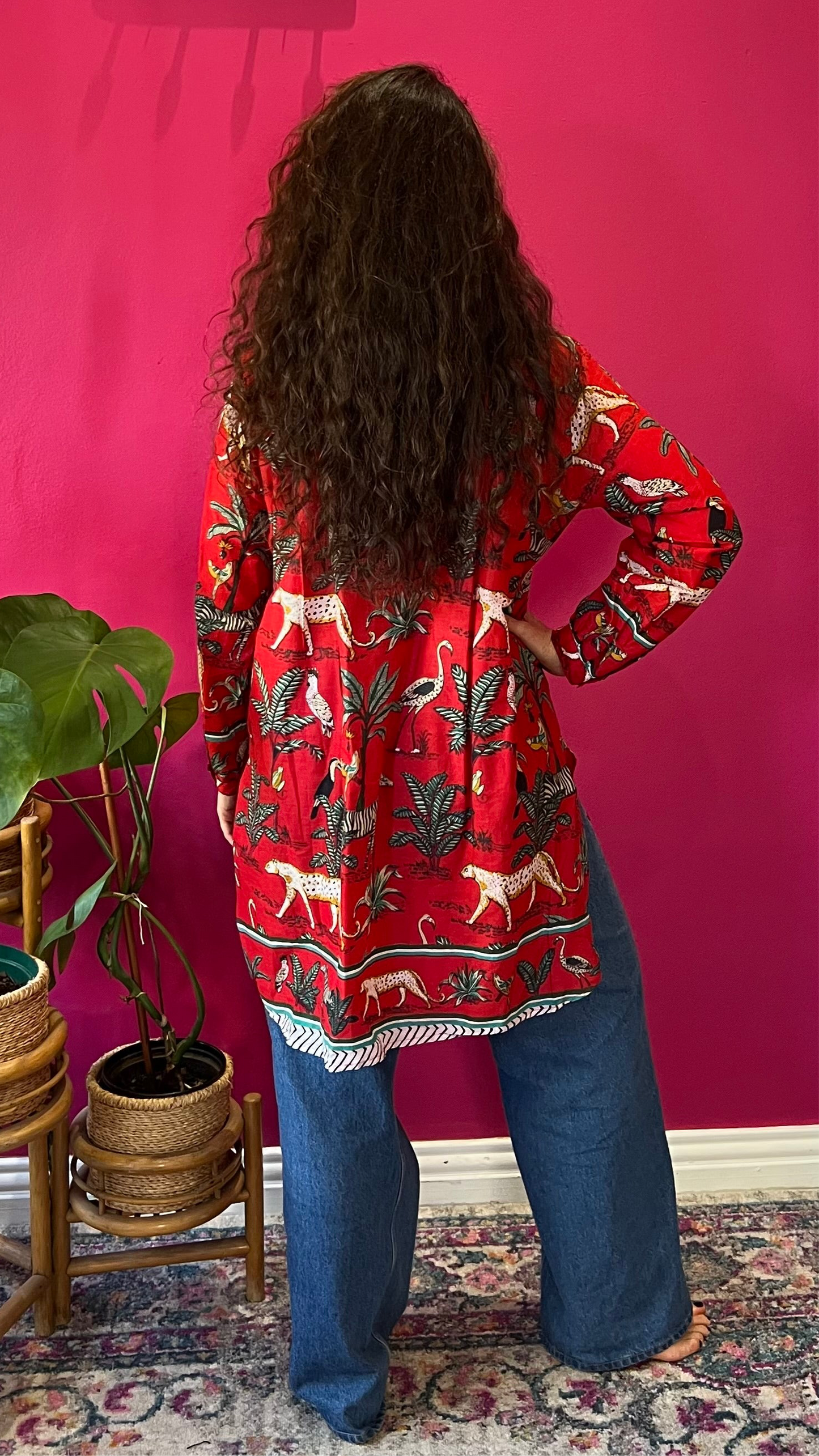 Frilly Sarong Blouse - Red Zebra