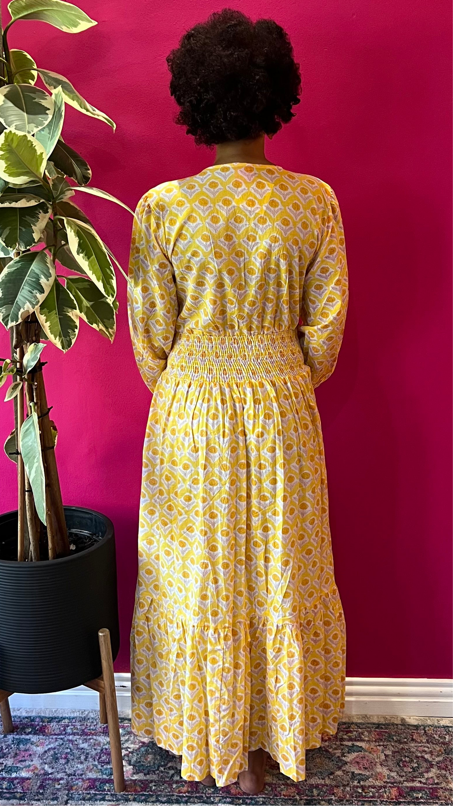 Shelley Dress - Butter Yellow Garden Blooms