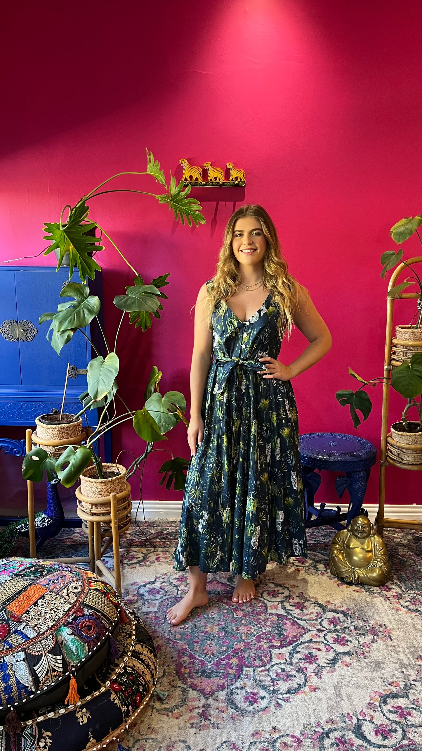 Avatar Dress - Navy Tiger Palm