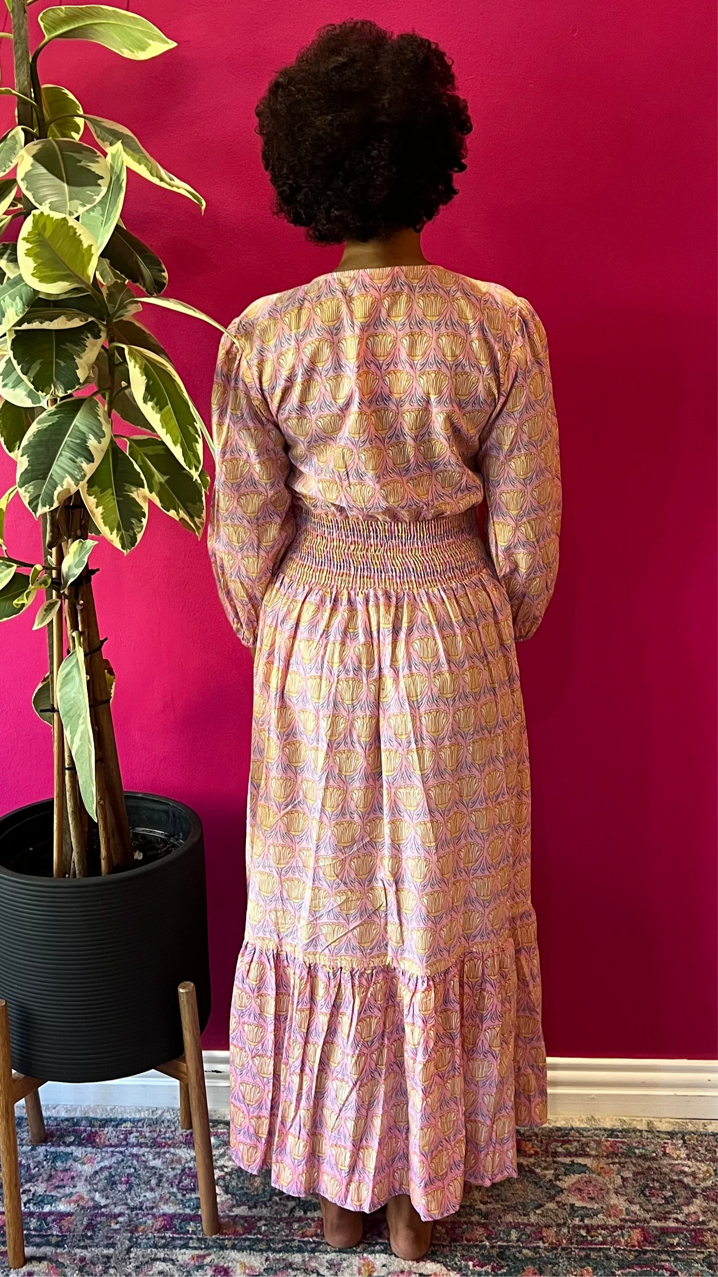 Shelley Dress - Soft Pink with Yellow Butter Cups