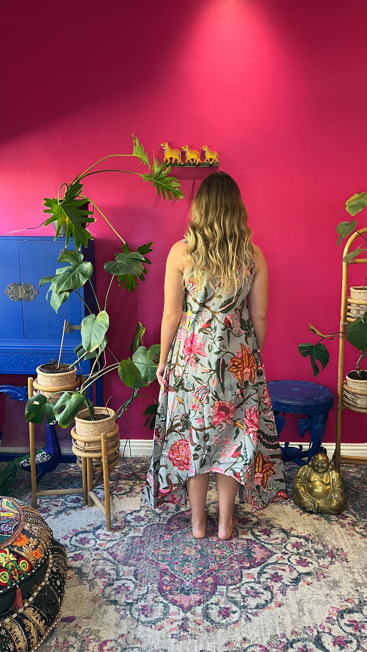 Bird Dress -  Grey Bold Floral