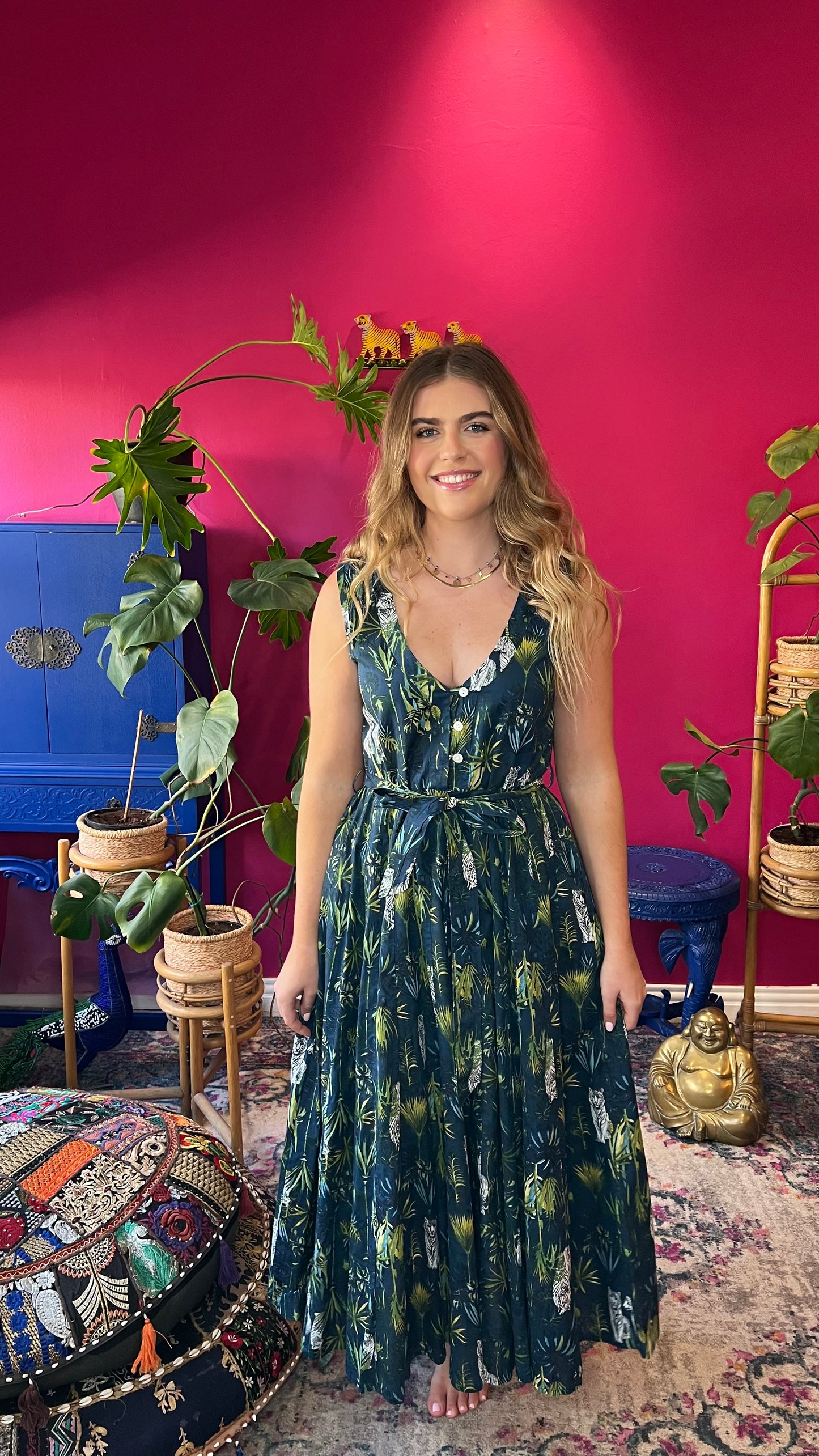 Avatar Dress - Navy Tiger Palm