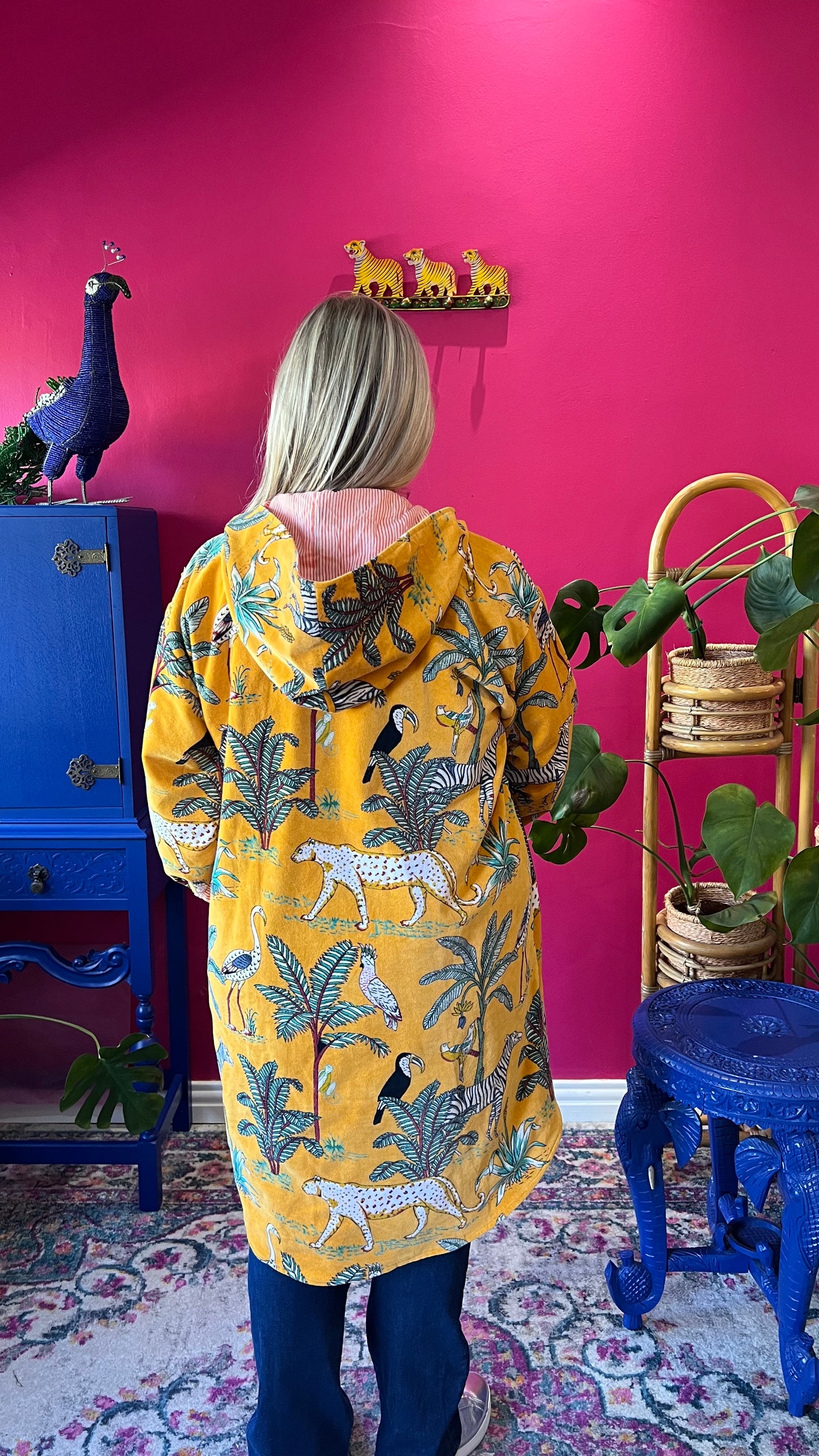 Velvet Paddington Jacket - Yellow Zebra
