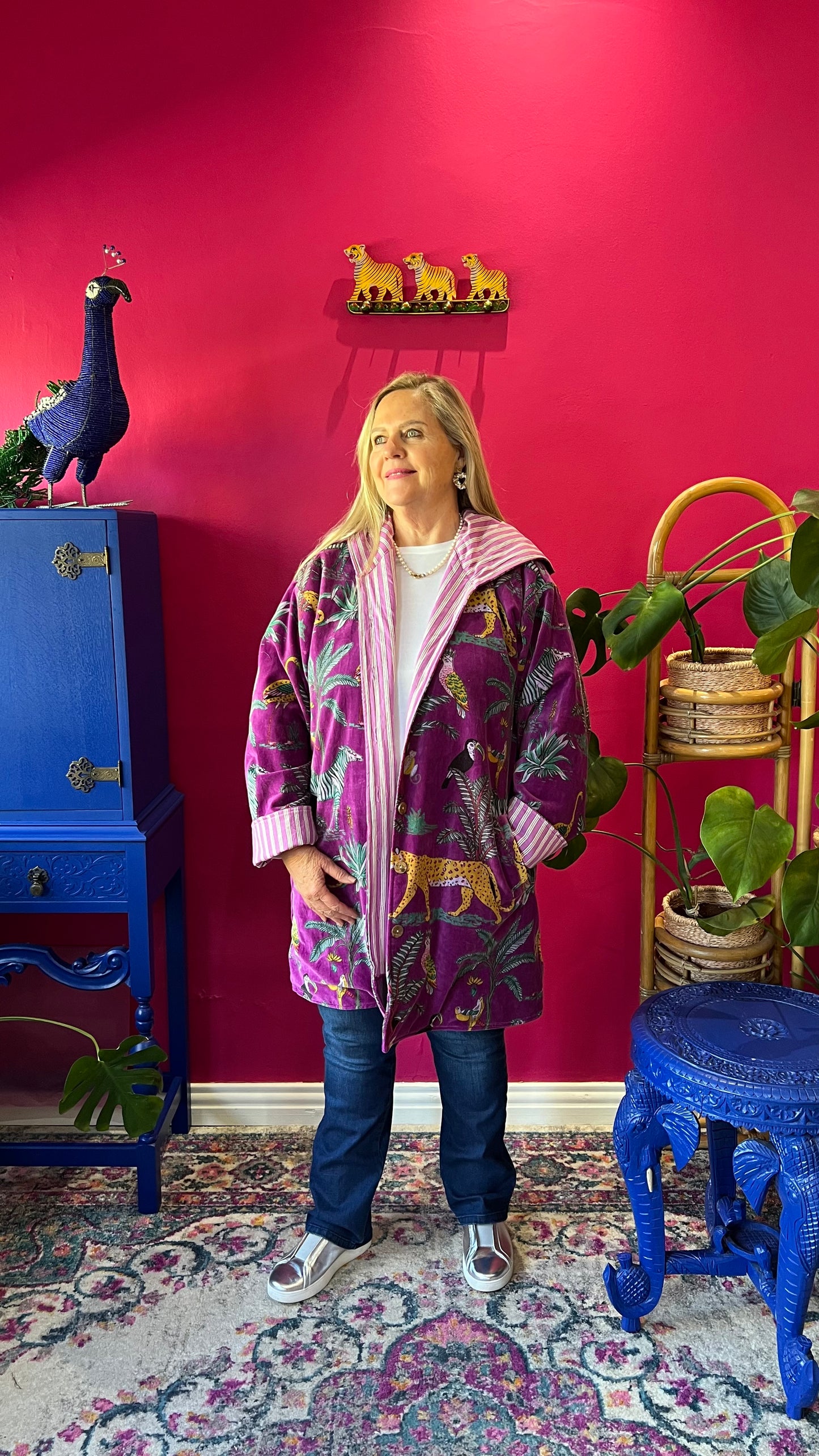 Velvet Paddington Jacket - Purple Zebra