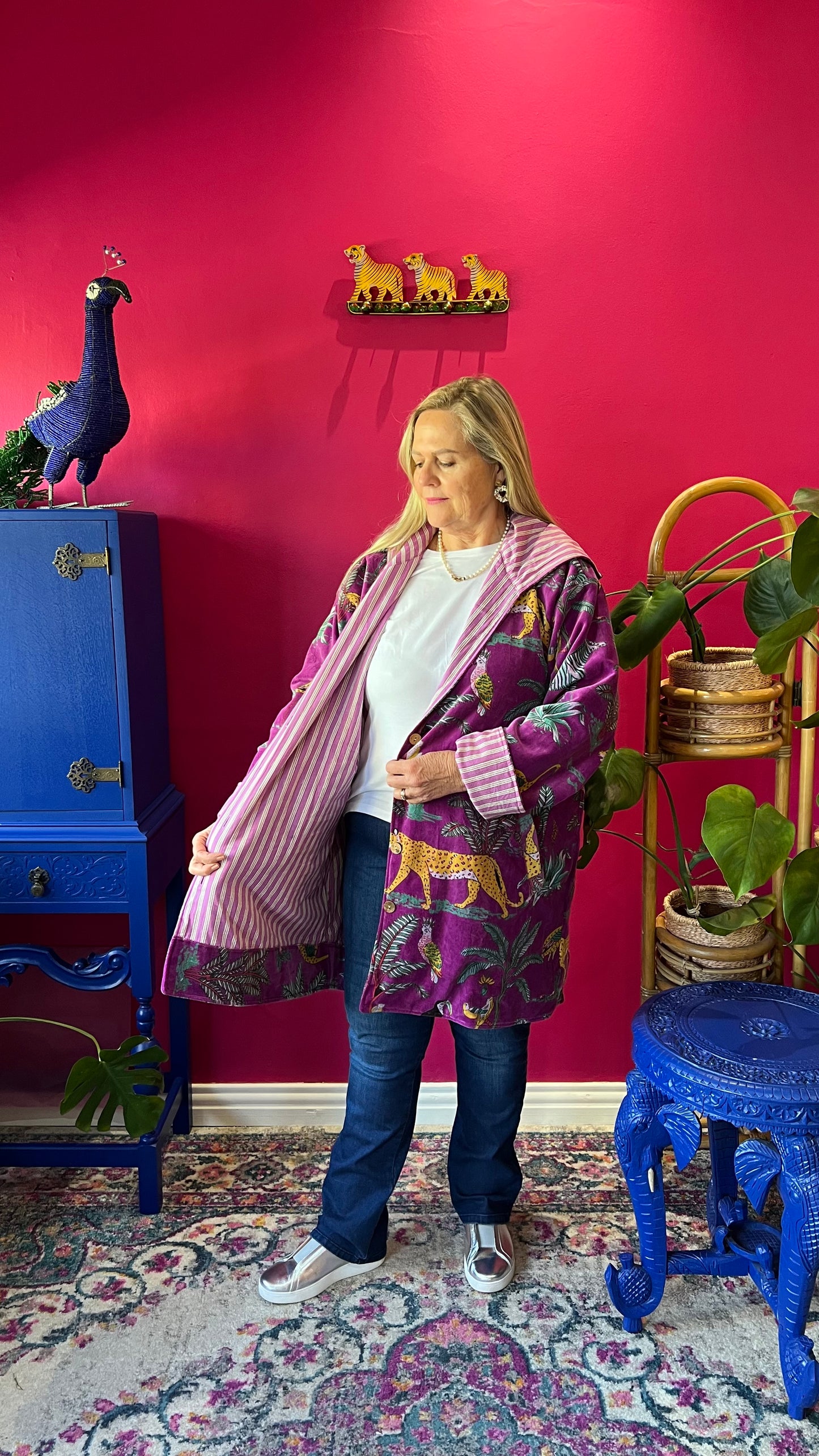 Velvet Paddington Jacket - Purple Zebra