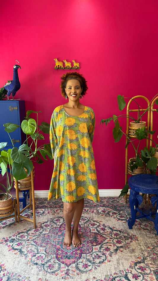 Babydoll Dress - Green Marigold