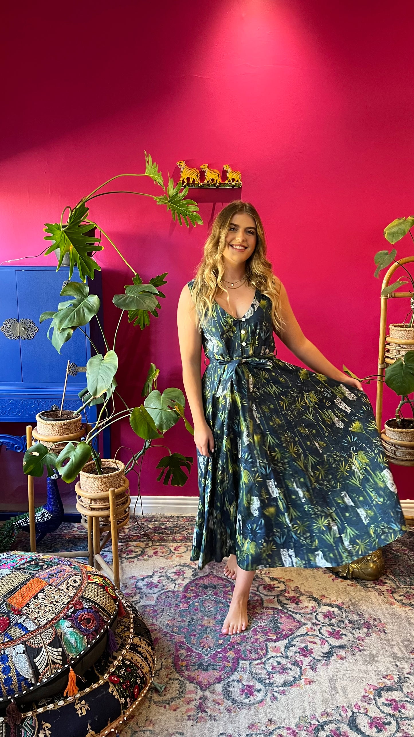 Avatar Dress - Navy Tiger Palm