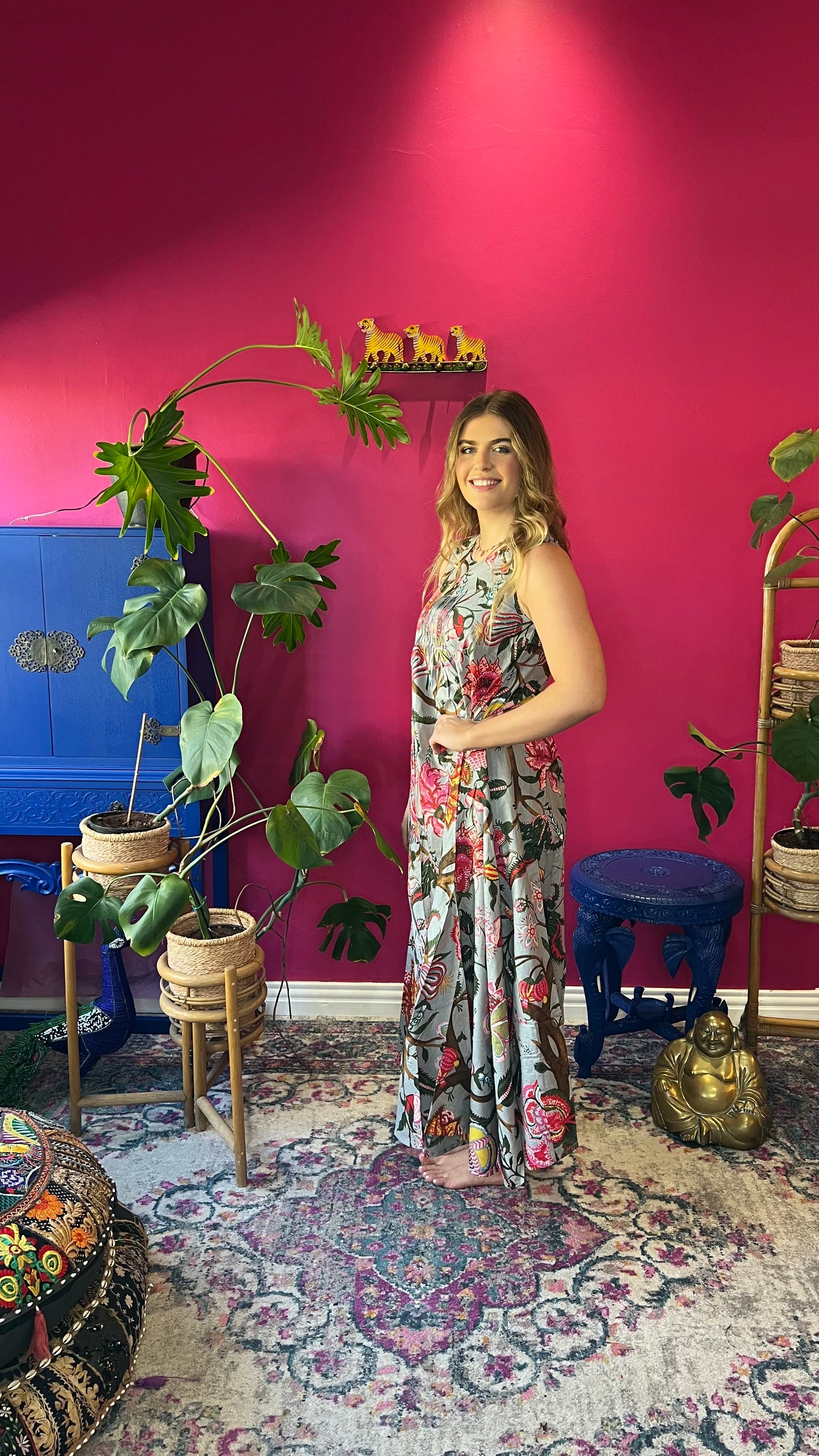 Bird Dress -  Grey Bold Floral