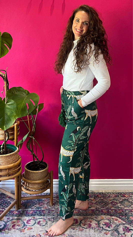 Lucky Pants - Emerald Green Zebra