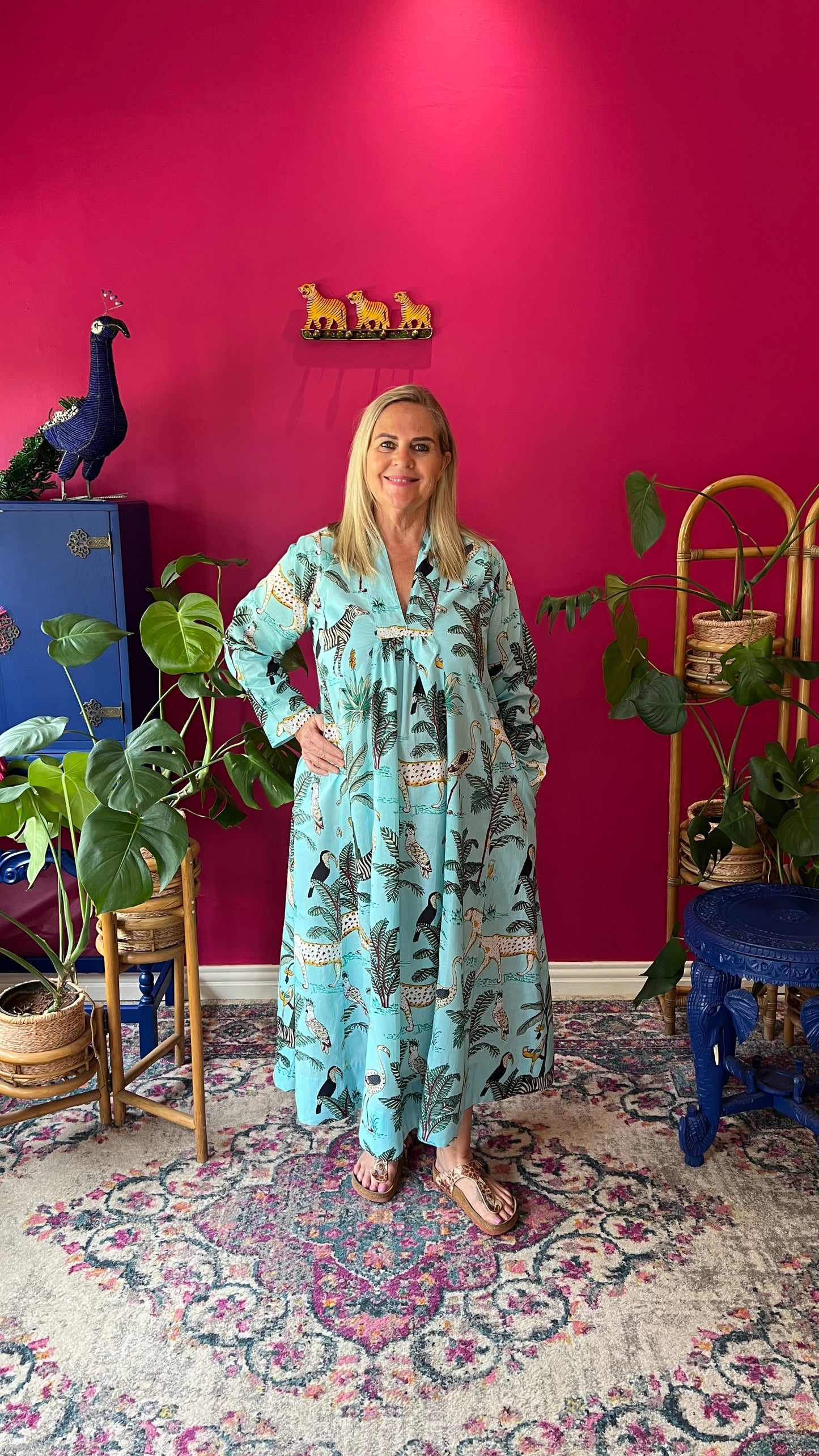 Rori Rose Dress - Turquoise Zebra