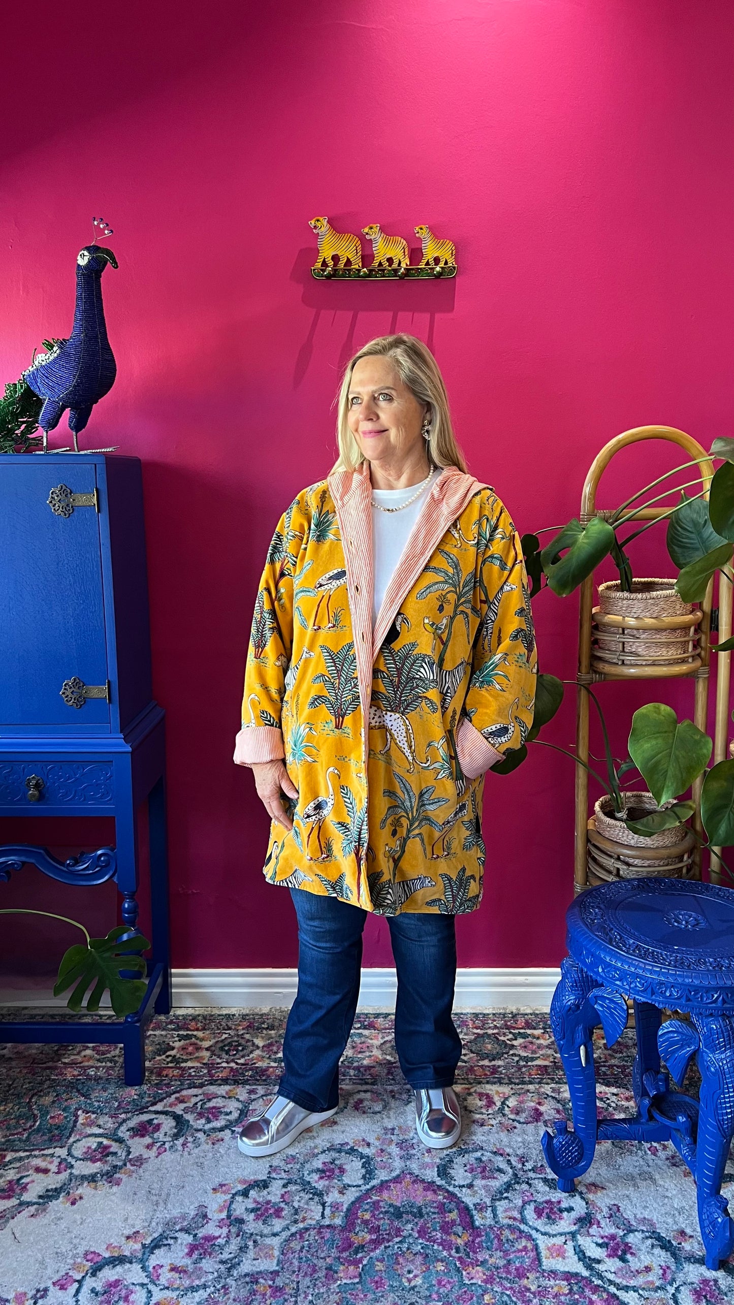 Velvet Paddington Jacket - Yellow Zebra