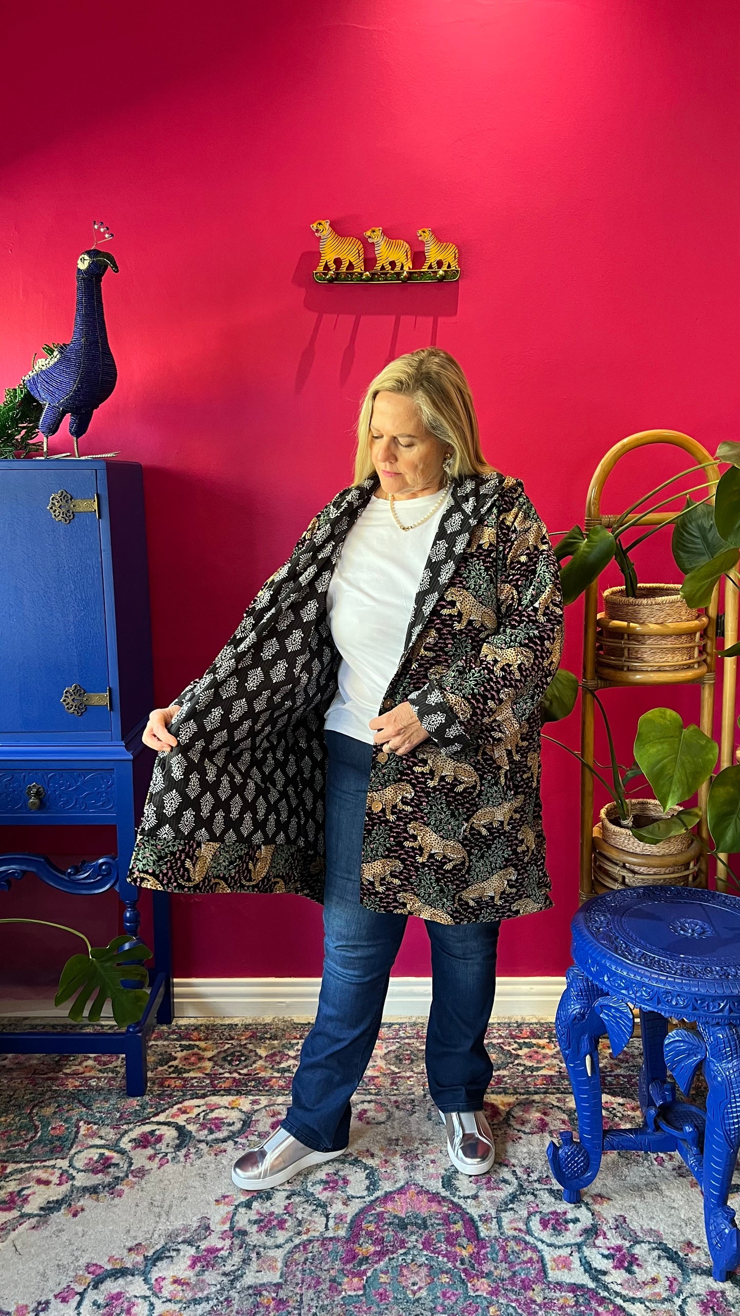 Velvet Paddington Jacket - Black Leopard