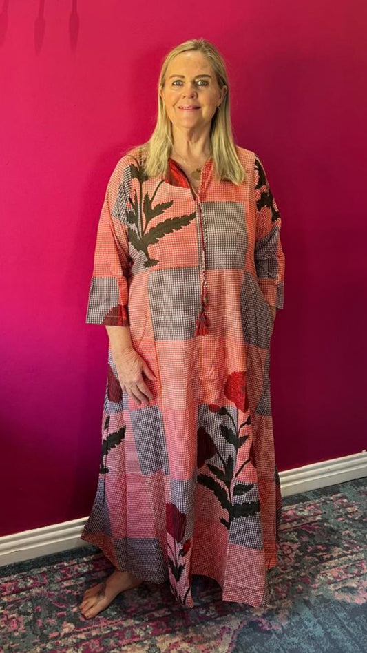 Cammy Anne - Orange Gingham Bold Floral