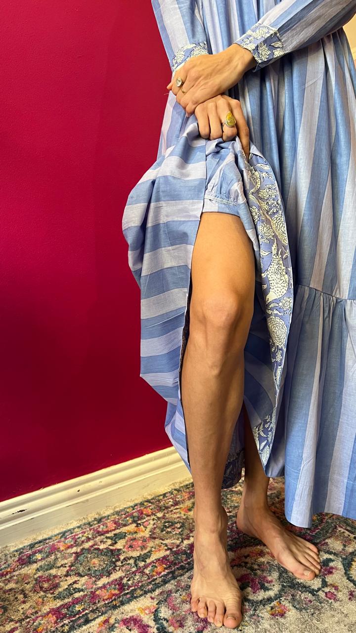 Christabella Dress - Contrasting Lavender Stripes