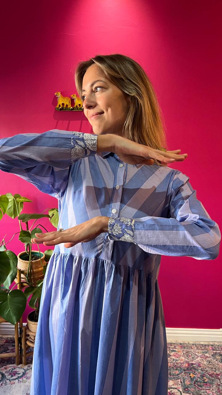 Christabella Dress - Contrasting Lavender Stripes