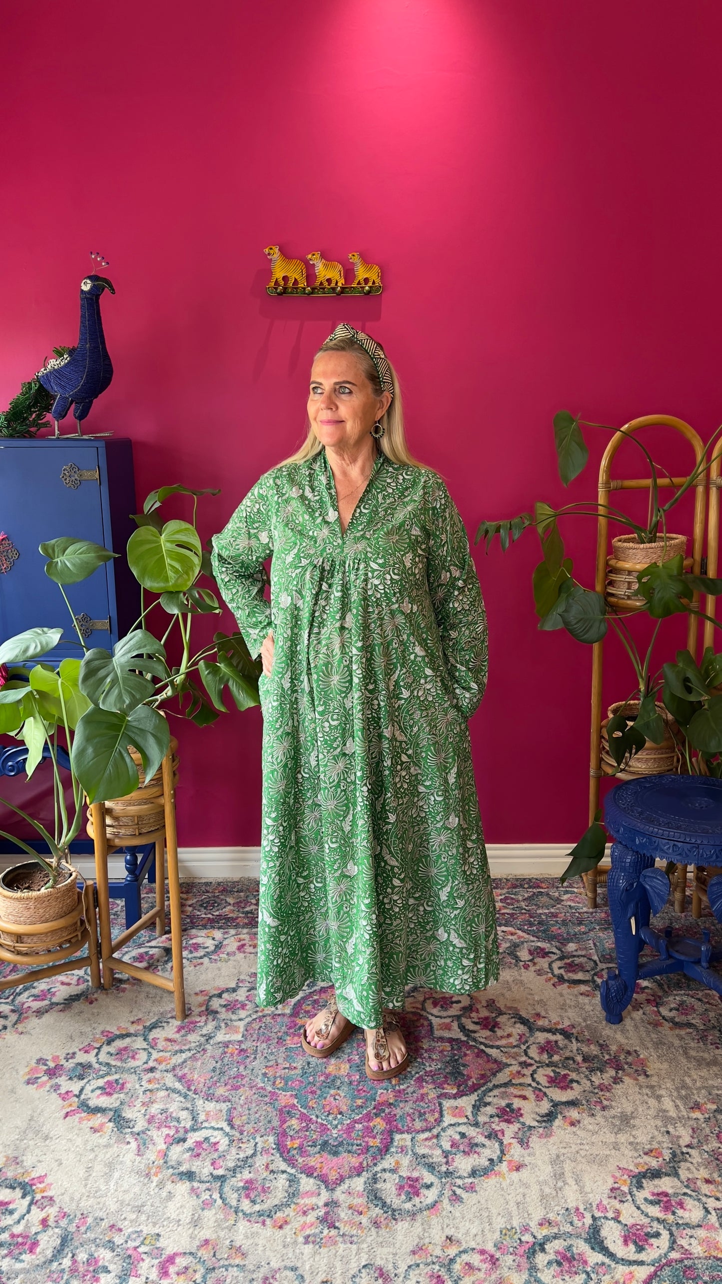 Rori Rose Dress - Green Butterfly Print