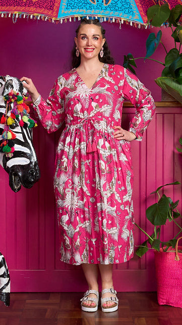 Dani Drawstring Dress - Hot Pink Tiger King Dani Drawstring Dress - Hot Pink Tiger King