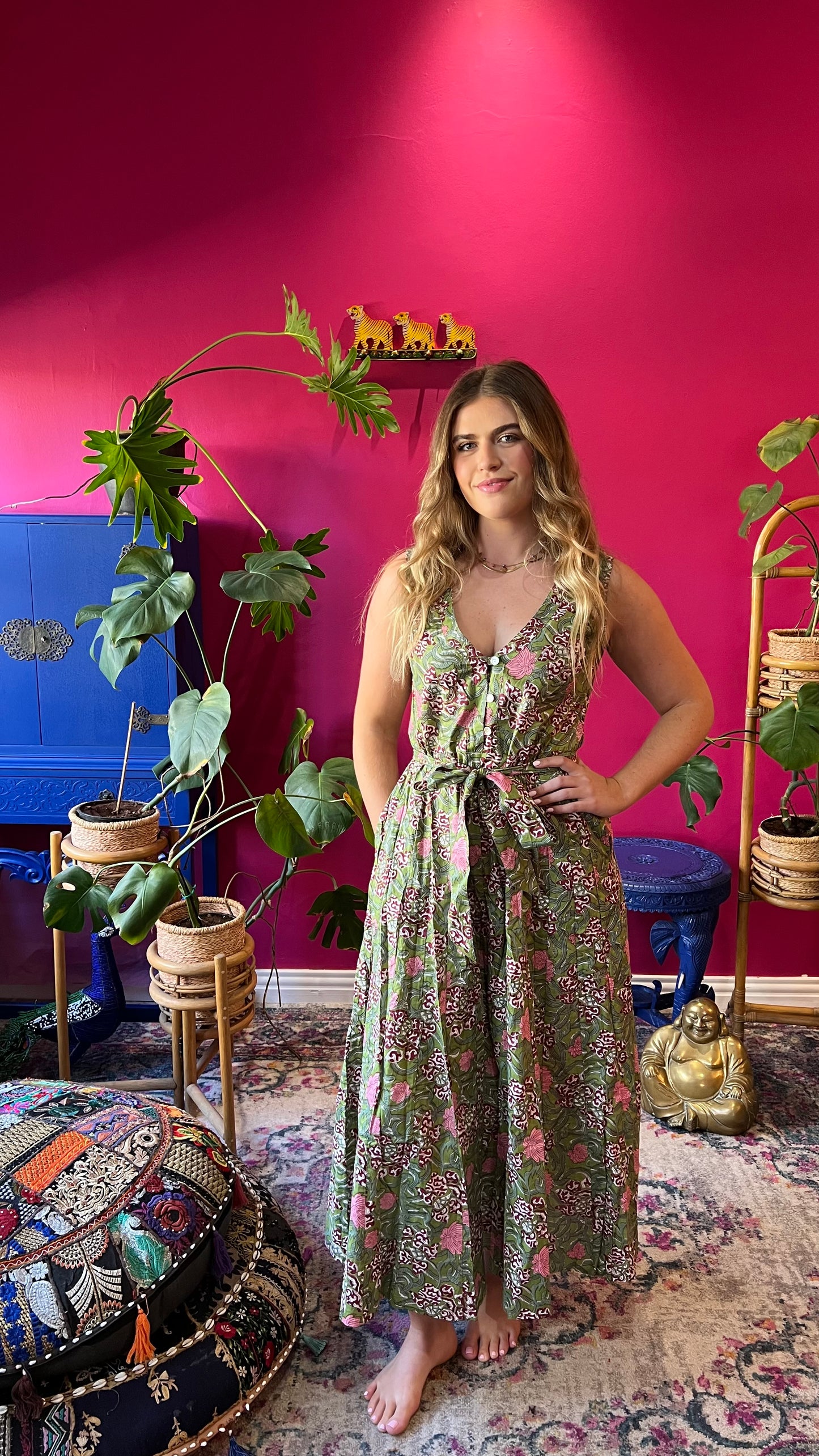 Avatar Dress - Green and Pink Floral