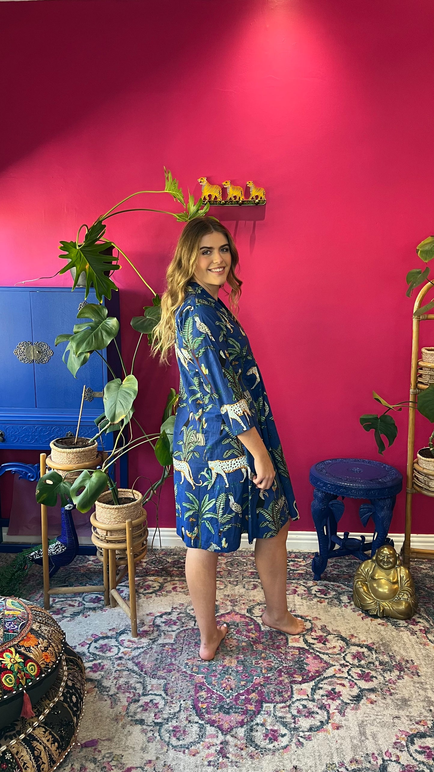Short Rori Rose Dress - Royal Blue Zebra
