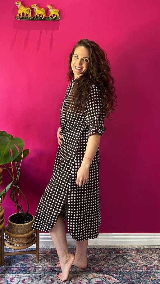Ella Bella Shirt Dress - Chocolate Brown Gingham