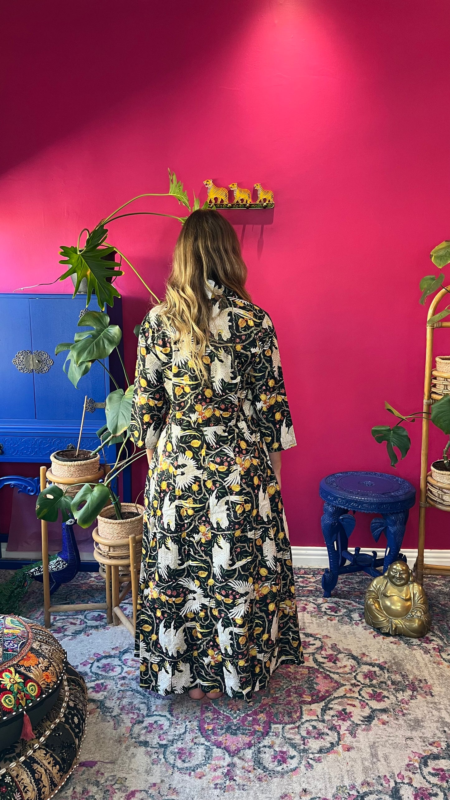 Sammy Joy Dress - Black Cockatoo and Pomegranate