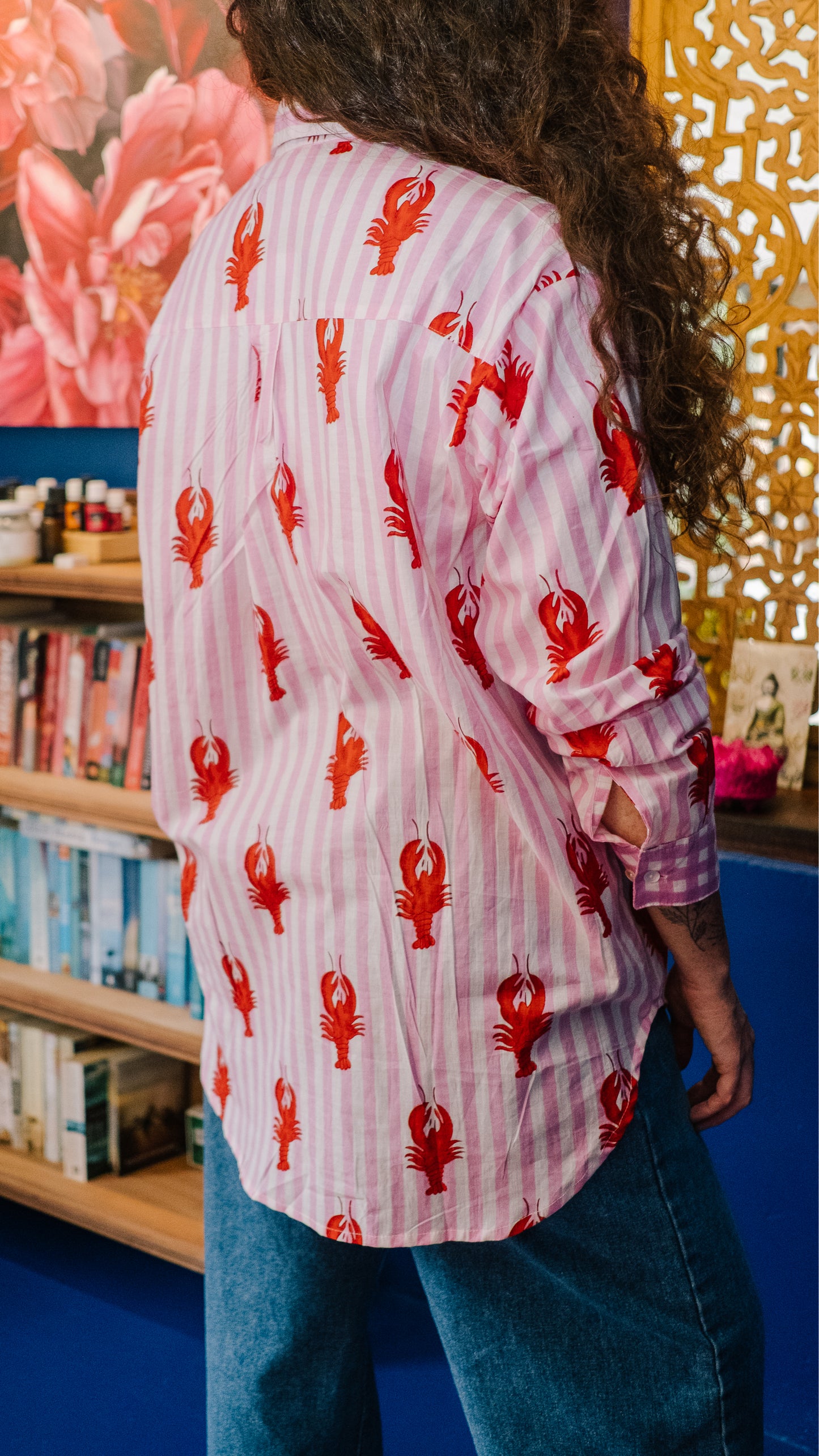 Beverley Blouse 2.0 - Soft pink and white lobster stripes