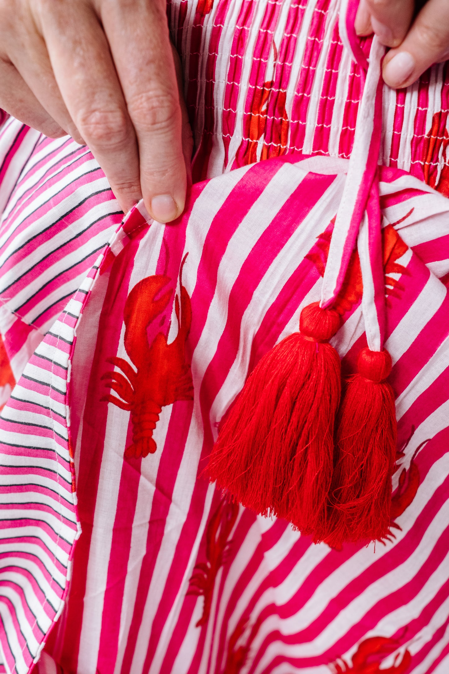 Susie Skirt - Pink and White Lobster stripes