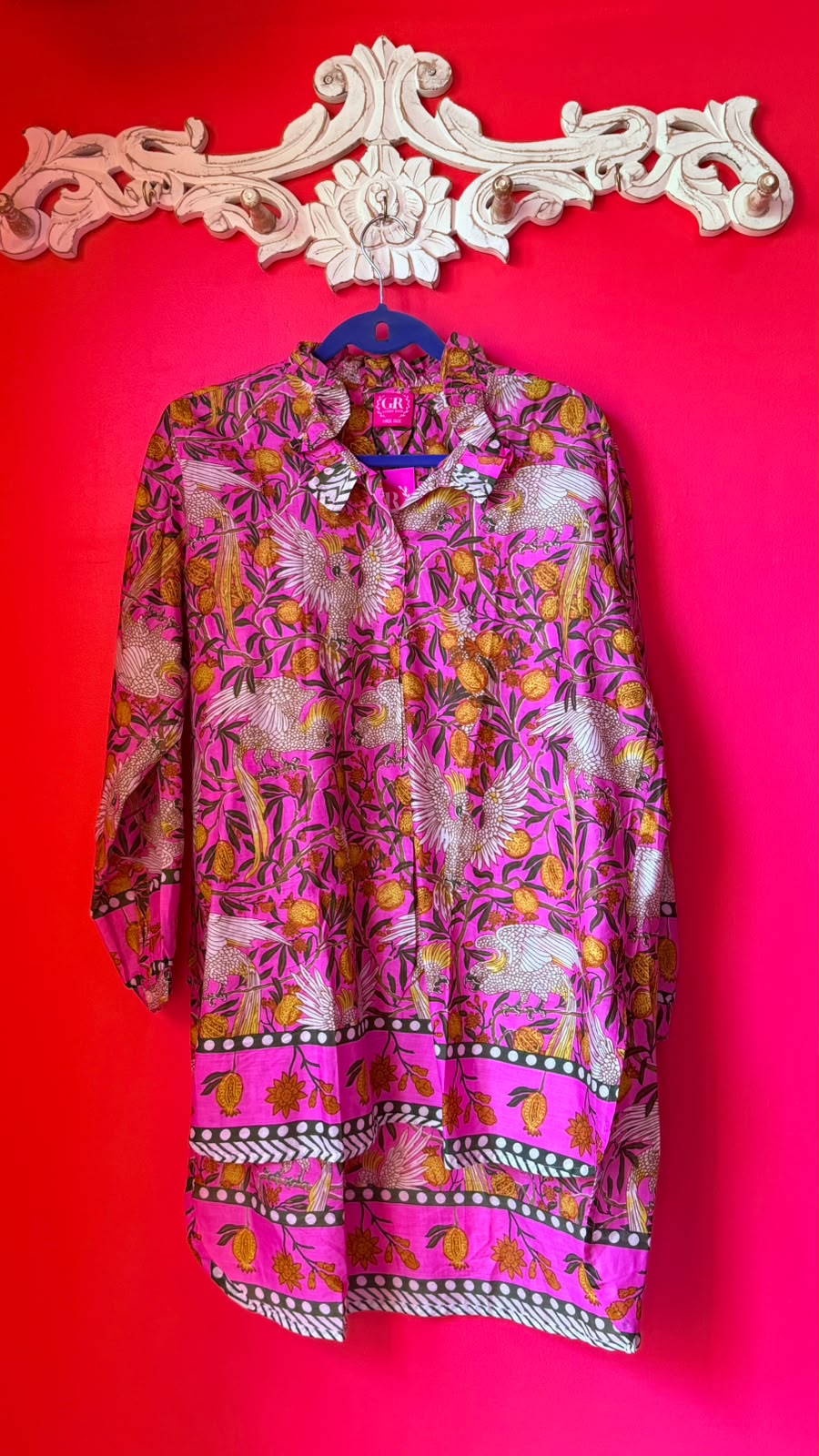 Pink with Golden Pomegranate and Cockatoo