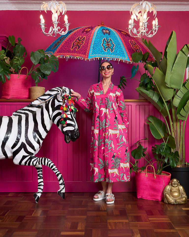 Rori Rose Dress - Hot Pink Zebra