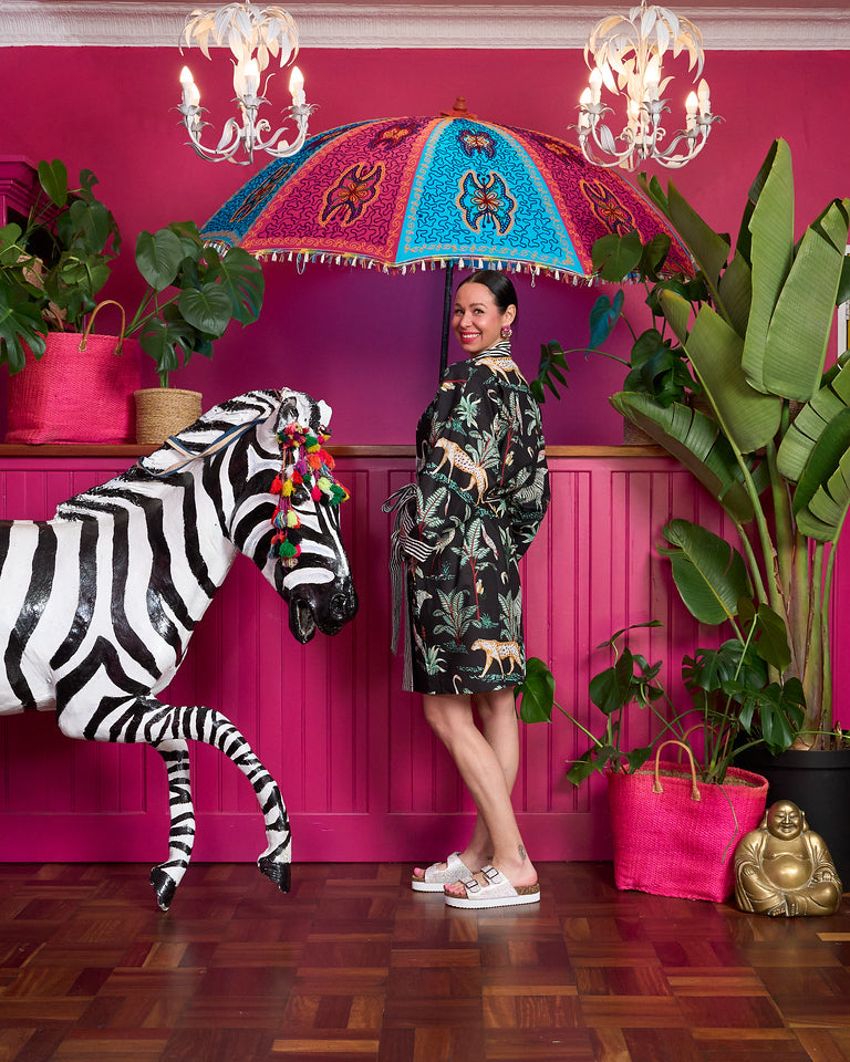Short Kimono - Black Zebra