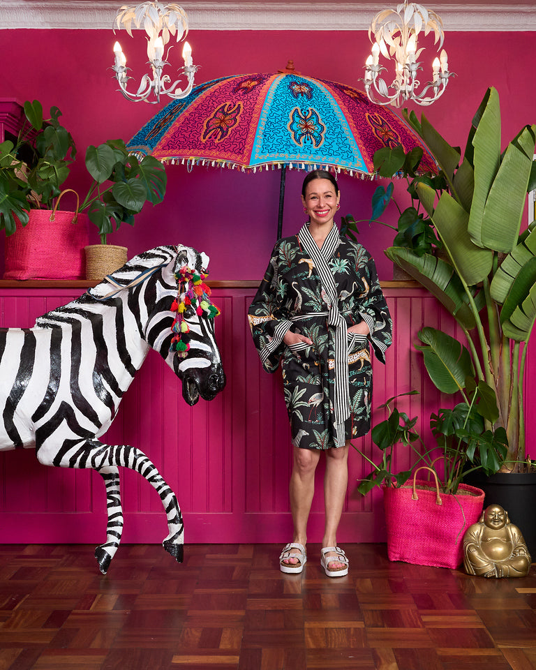 Short Kimono - Black Zebra