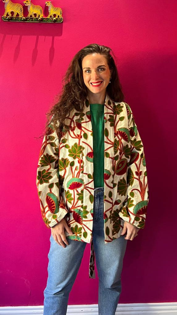 Suzani Cotton Jacket - Water Lily