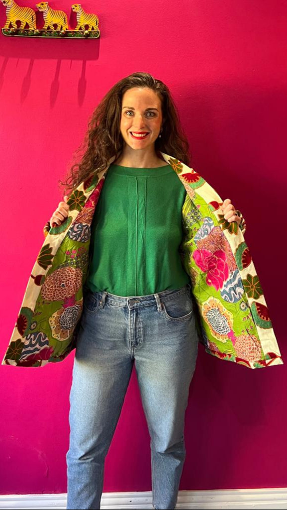 Suzani Cotton Jacket - Water Lily