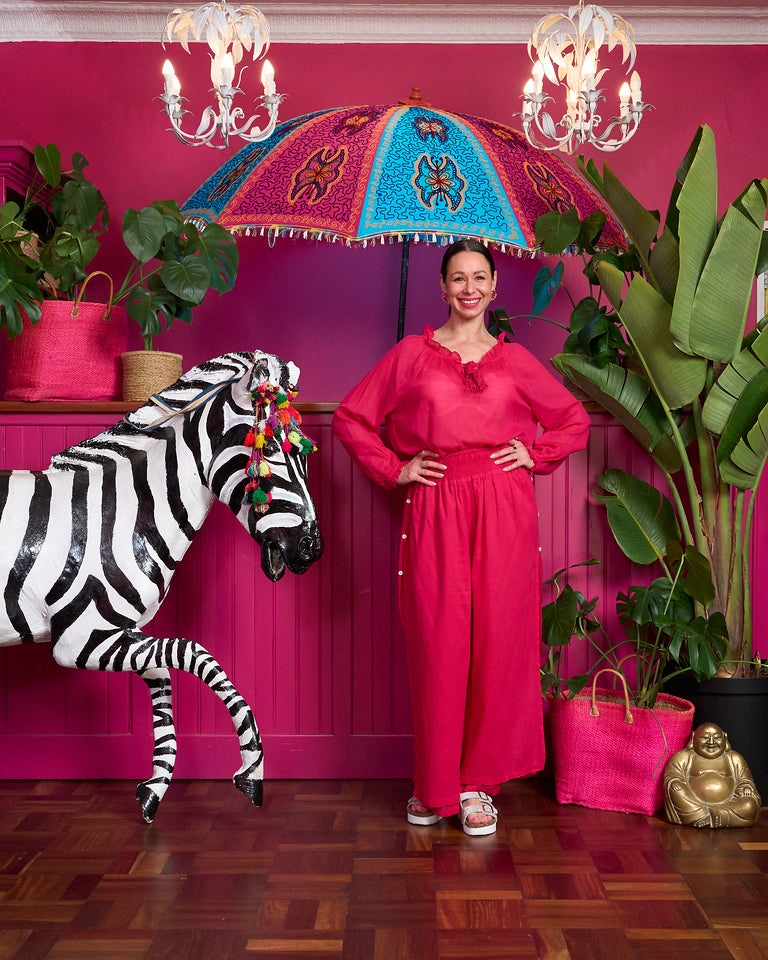 Tessji Double Layer Palazzo Pants - Hot Pink