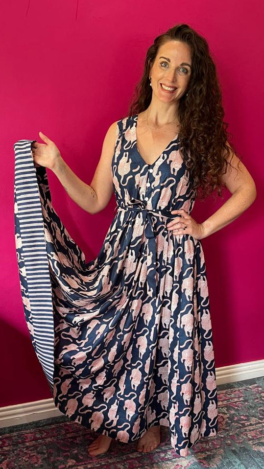 Avatar Dress - Navy Playful Tigers