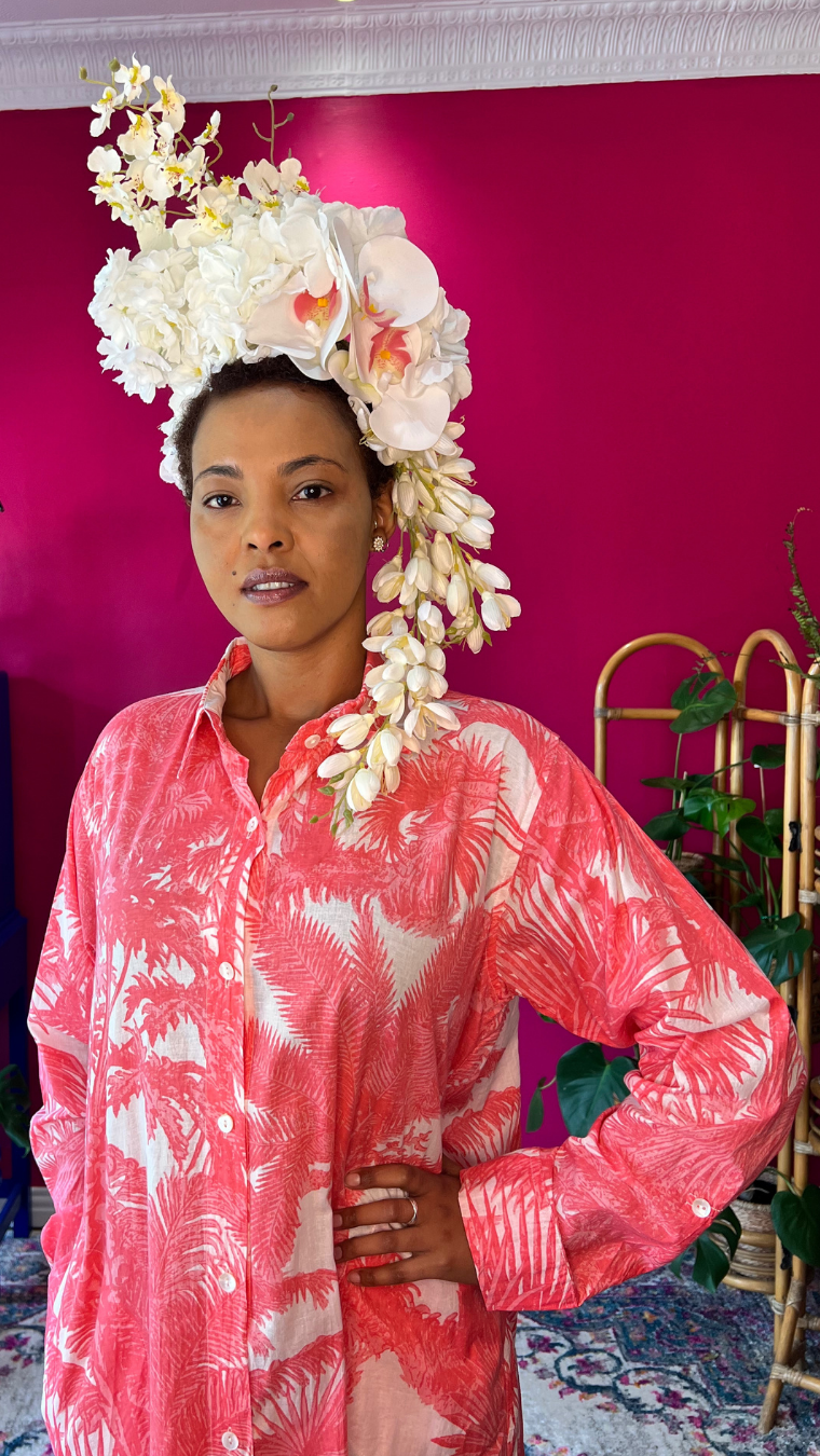 Boyfriend Shirt Dress - Pink Palm