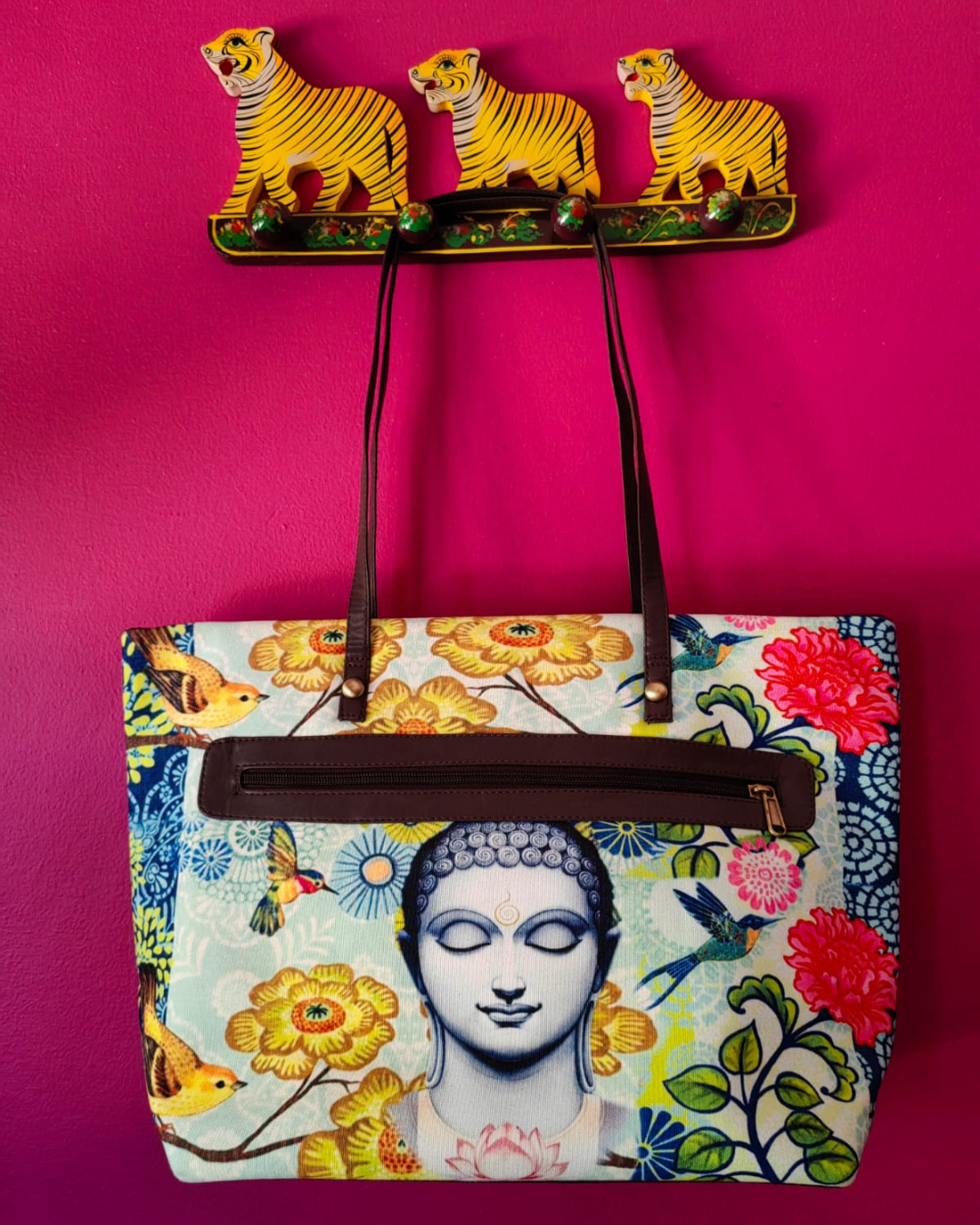 Desi Pop Canvas Handbag - Peaceful Buddha LARGE