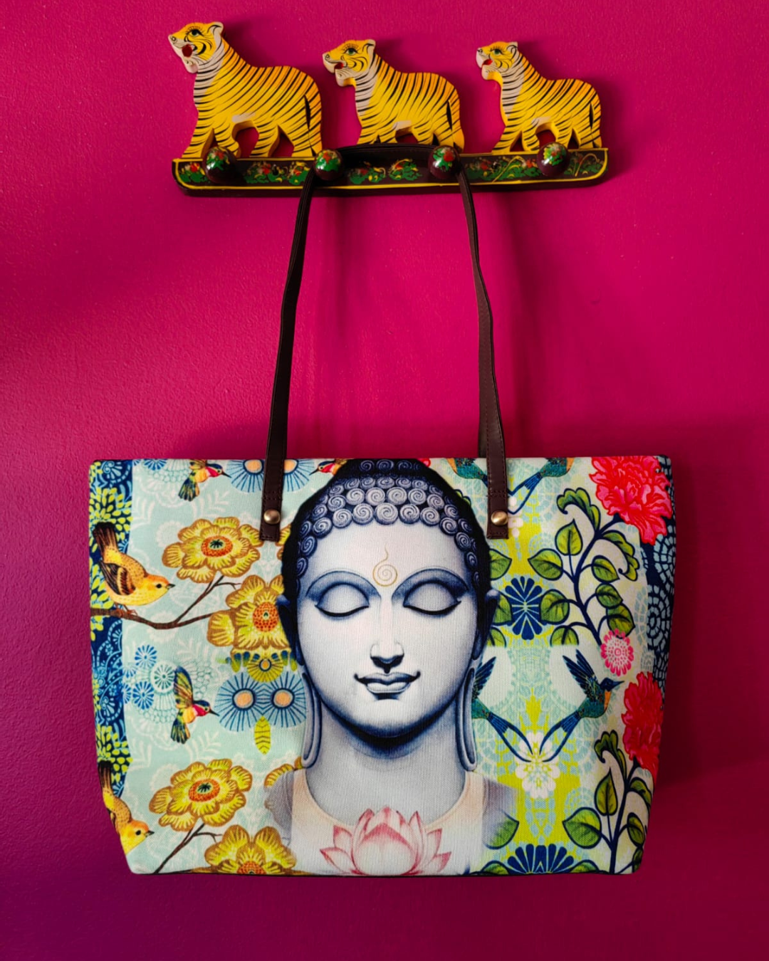 Desi Pop Canvas Handbag - Peaceful Buddha LARGE