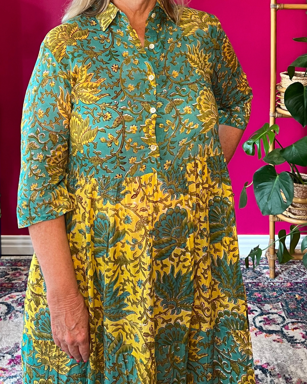 Candy Lee - Marine Green and Yellow Floral