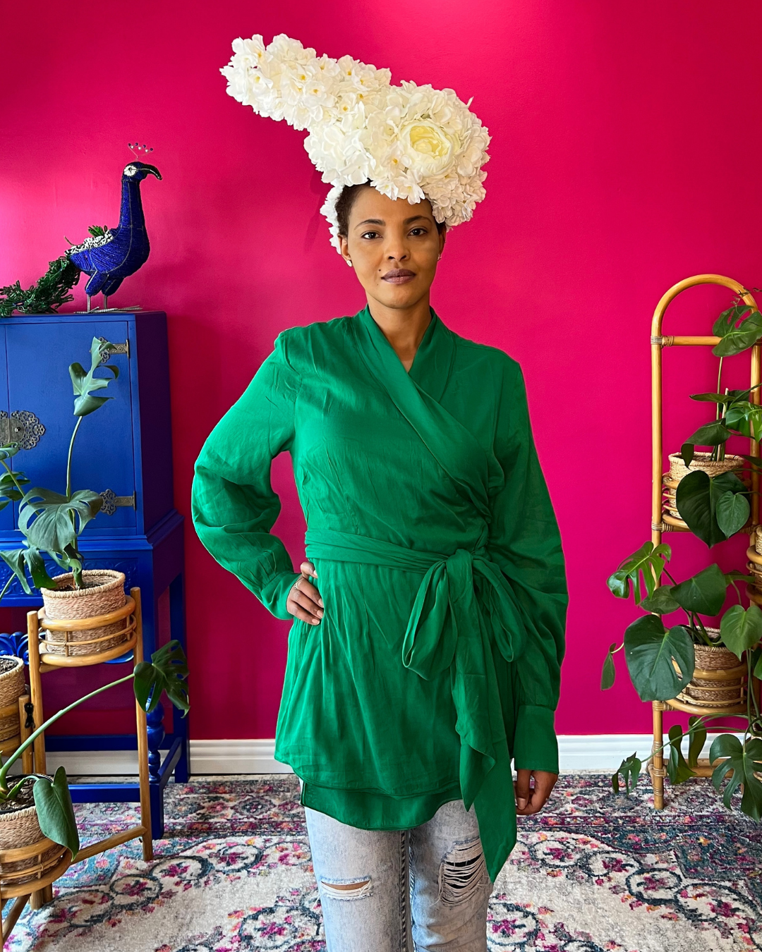 Perola Wrap Blouse - Emerald Green